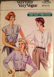 7288 SO EZ VOG SS-LS LOOSE BUTTON BLOUSE PATTERN 18-22